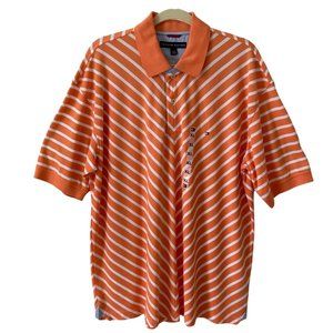 TOMMY HILFIGER POLO SHIRT XL ORANGE DIAGONAL STRIPE VERY UNIQUE SHIRT